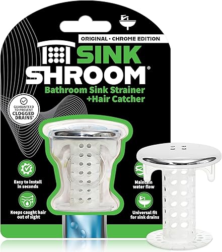 Miniatura 9 de SinkShroom Protector Revolucionario de Drenaje para Lavabo de Baño Atrapapelos, Filtro, Capturador, Edición Níquel