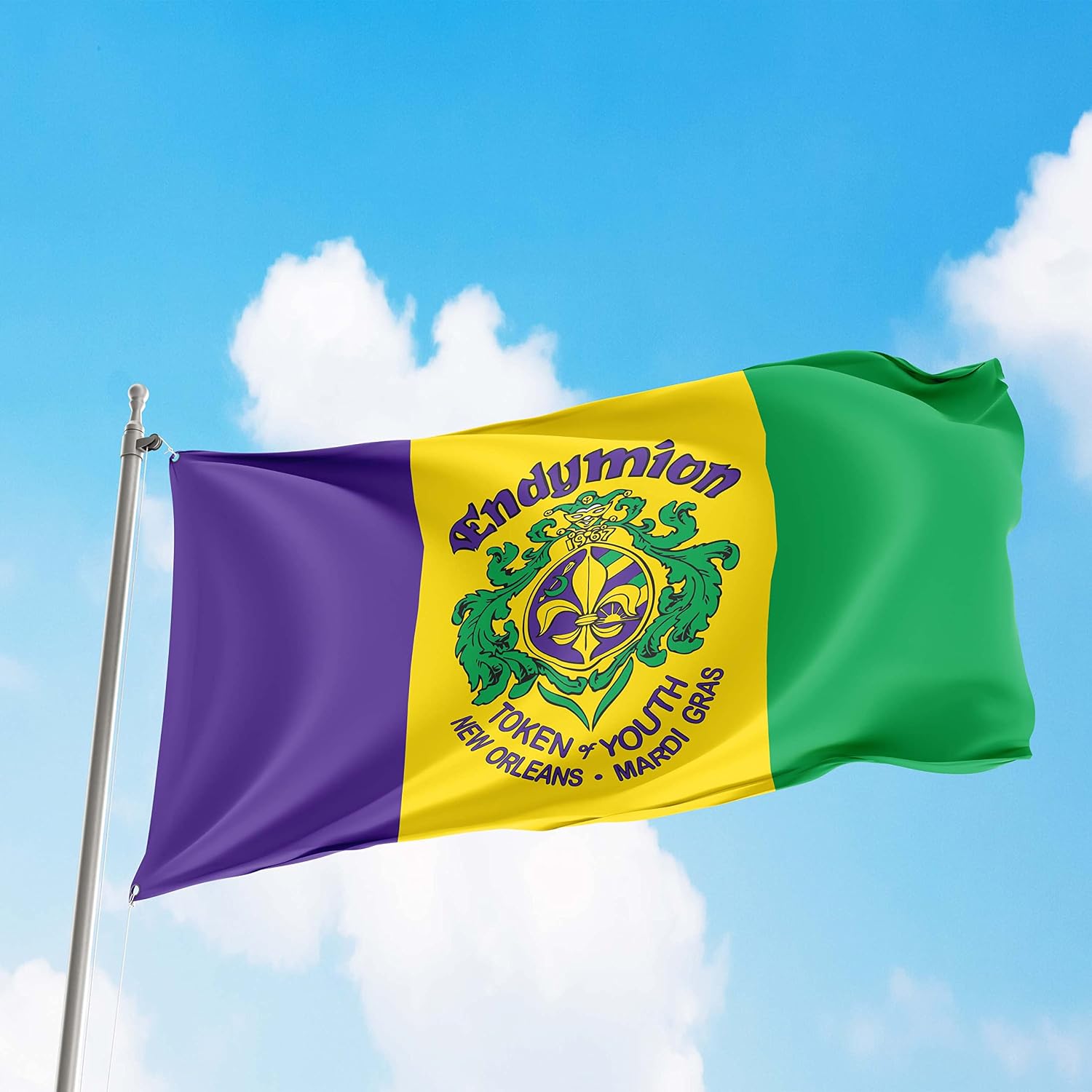 New Krewe of Endymion Parade Flag Banner for New Orleans Mardi Gras Louisiana Parades Carnival Ball Celebration - 3x5 Feet Antifading Durable Stitched Flag Banner - Wall Hanging Home Decor