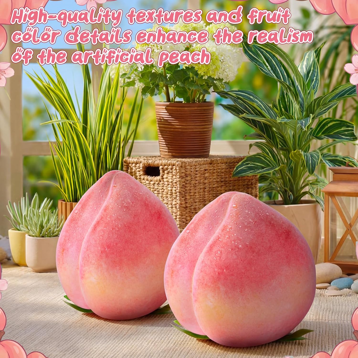AceOrbit 2 Pcs Artificial Peach Decorations Foam Peach Lifelike Fake Fruit Faux Small Simulation for Home Birthday Party Cabinet Table Festival Kitchen Harvest Photography Prop (7.48 Inch)