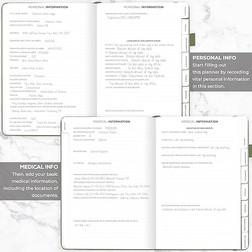 Vista 109 de Clever Fox Planificador de fin de vida - Organizador de arreglos finales para beneficiarios, preparación de testamentos, últimos deseos y Verde