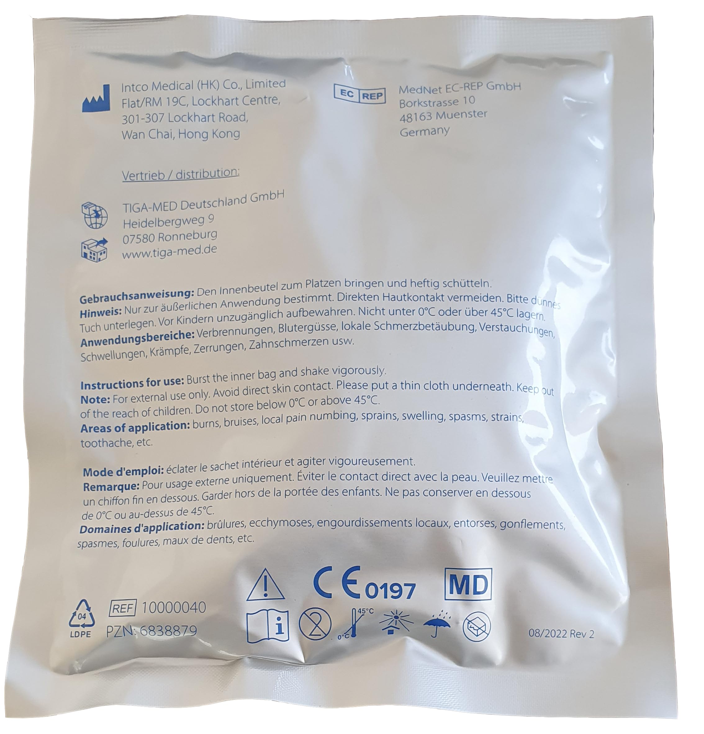 Compresas de frío instantáneo 50 unidades una vez desechables kühlkompressen compresas de frío instantáneo Original de Tiga Med Calidad