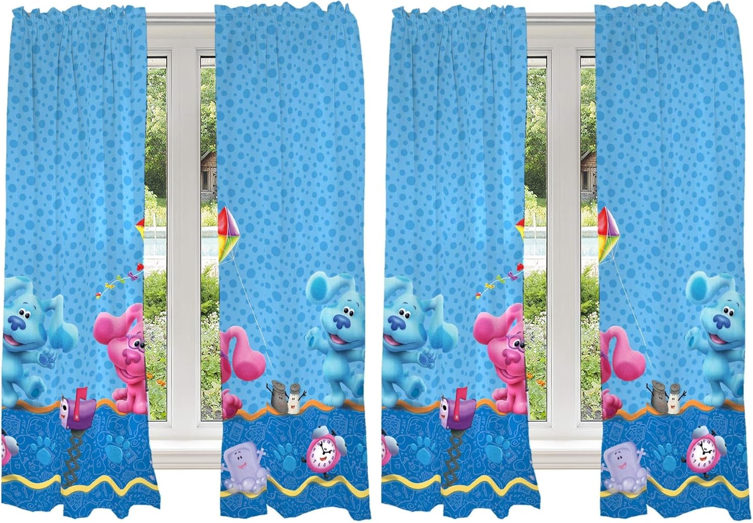 Franco Kids Room Window Curtain Panels Drapes Set, 82 in x 63 in, Blues Clues (Pack of 2)