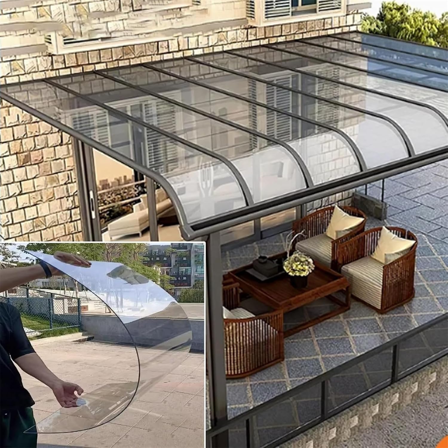 Toit de serre polycarbonate anti-UV plaque de remplacement pergola robuste