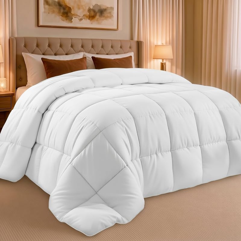 Utopia Bedding Edredón tamaño completo, relleno de edredón, blanco, 82 x 86 pulgadas | Edredón de cama alternativo suave y esponjoso, para todas las estaciones, transpirable, lengüetas en las esquinas, cosido en caja, duradero, lavable a máquina