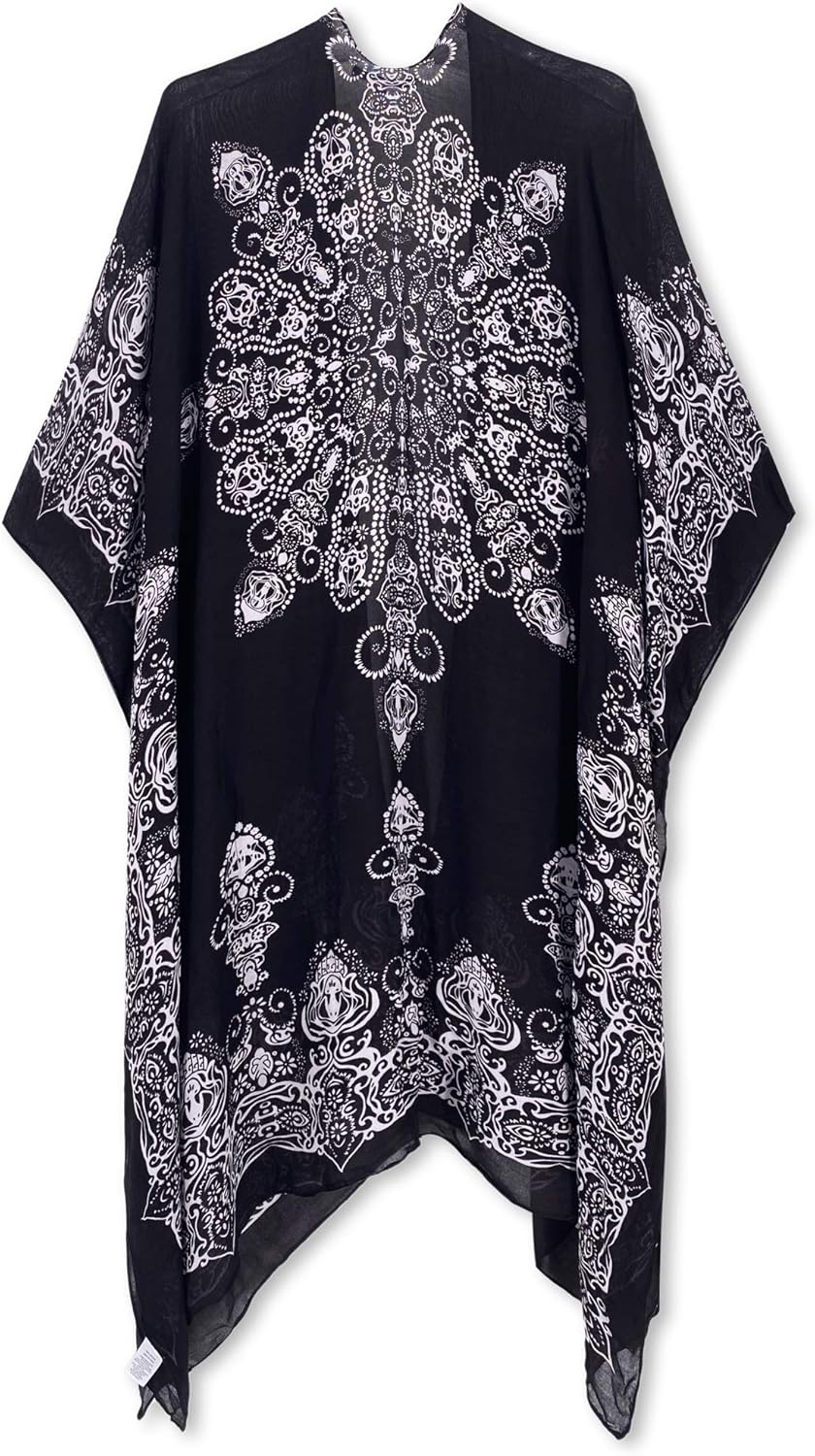 Moss Rose Women's Beach Cover up Swimsuit Kimono with Bohemian Floral Print, Loose Casual Resort Wear - Image 5