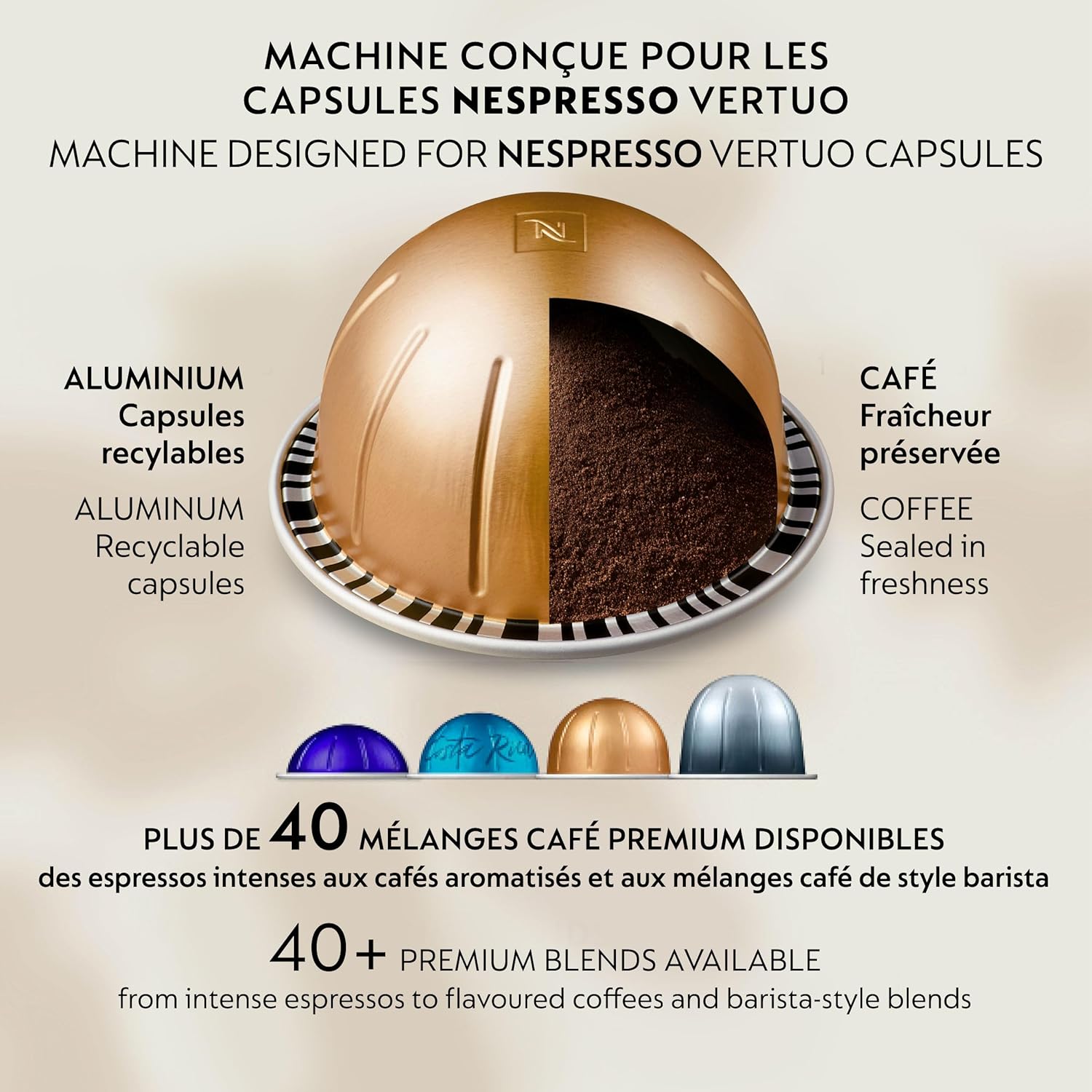 Nespresso Vertuo Up Coffee and Espresso Maker by Breville, Ink Black
