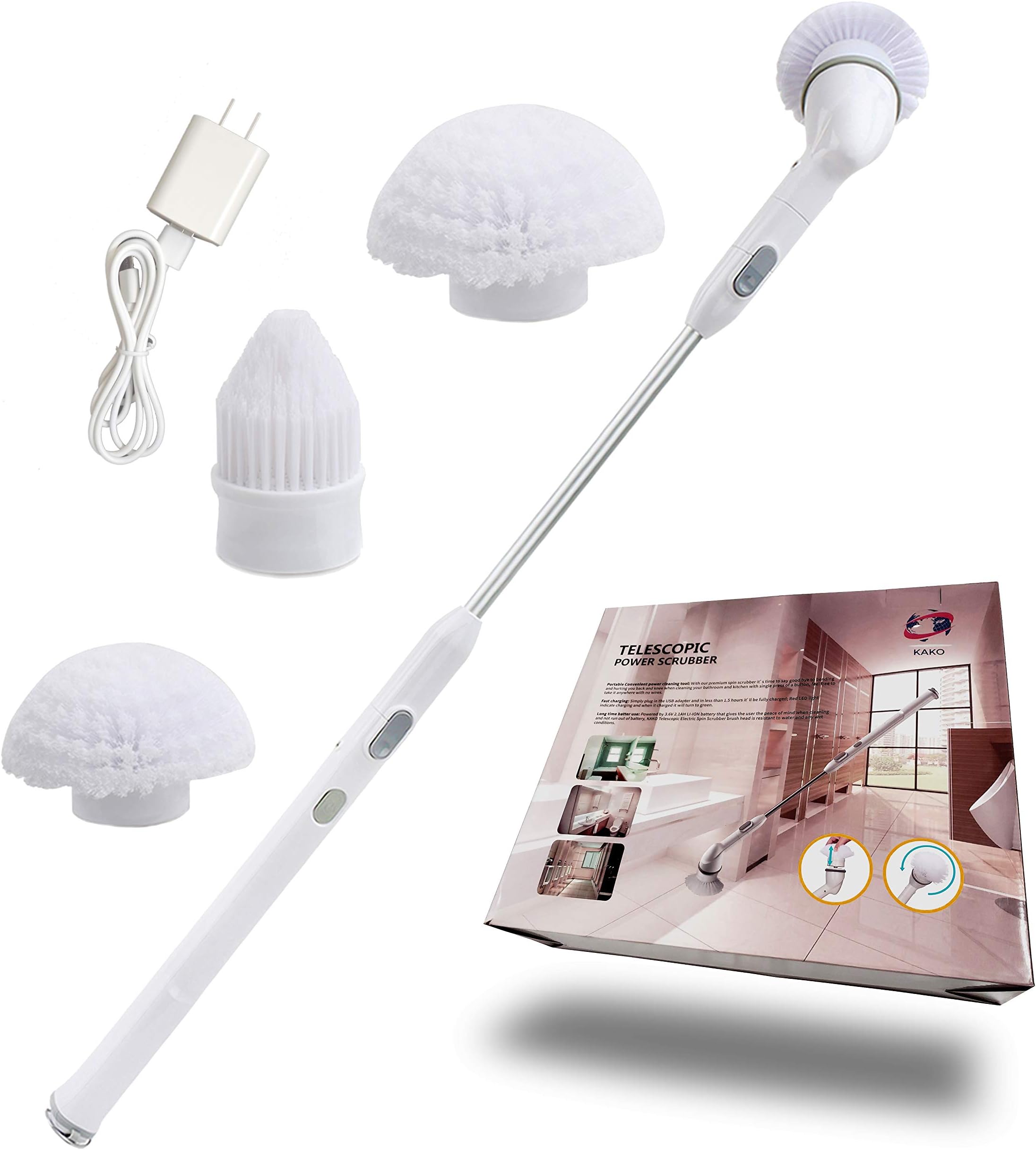 KAKO Cordless Spin Scrubber, White