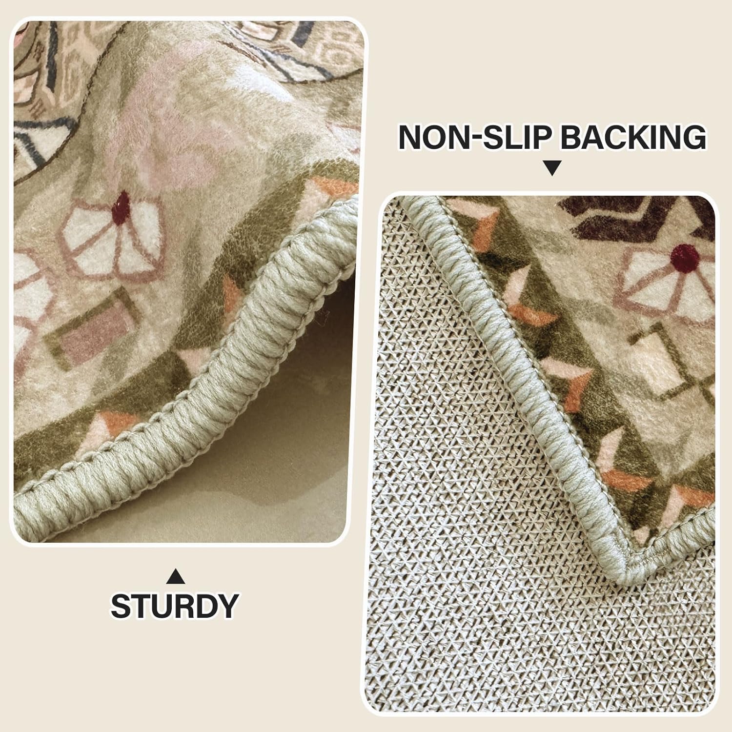 Vhong Boho Vintage Neutral Modern Green 5x7 Area Rugs Non Slip Washable Large Carpet for Living Room Dining Room Bedroom Farmhouse