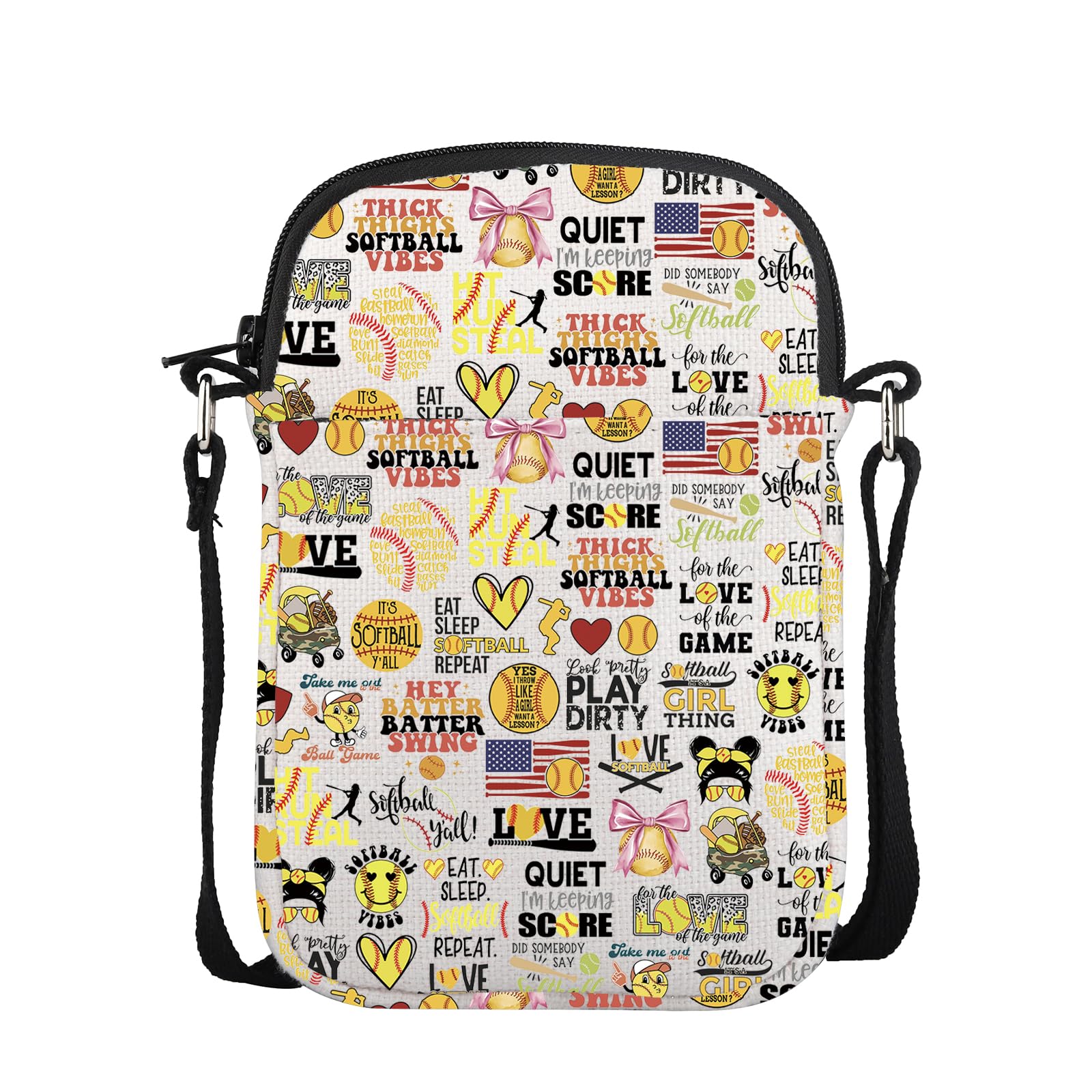 POFULL Softball Lover Gift Baseball Gift Women Softball Gift Softball Coach Gift Softball Player Crossbody Bag