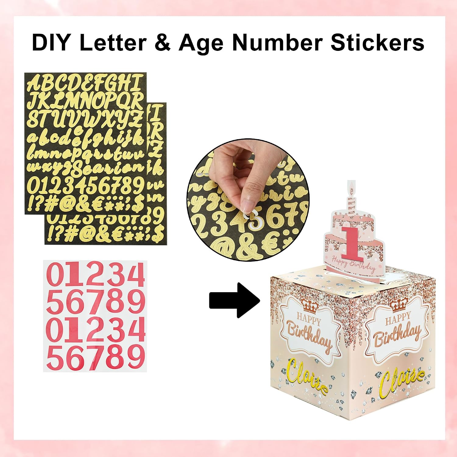 BEISHIDA Birthday Money Pull Box, Birthday Money Box for Cash,DIY Surprise Gift Box for Money,Pink & White Money Gift Boxes for Cash Pull Out with Birthday Day Card-Funny Ways to Give Money As A Gift