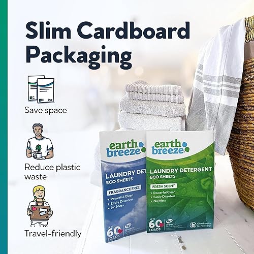 Miniatura 3 de Earth Breeze Hojas de detergente para ropa  30 hojas de detergente  60 cargas  Jabón concentrado sin líquido  Sin jarra de plástico  Sin fragancia