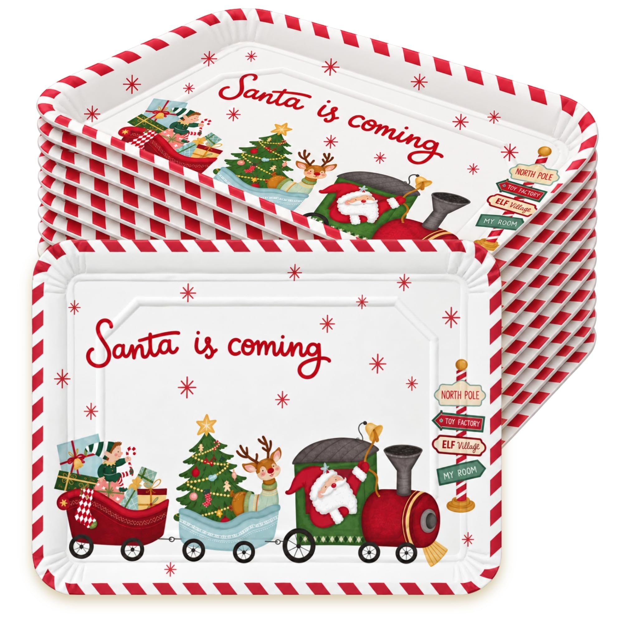 Bandejas de Cartón para Servir, Diseño Santa is Coming, 24 Unidades - imagen 1