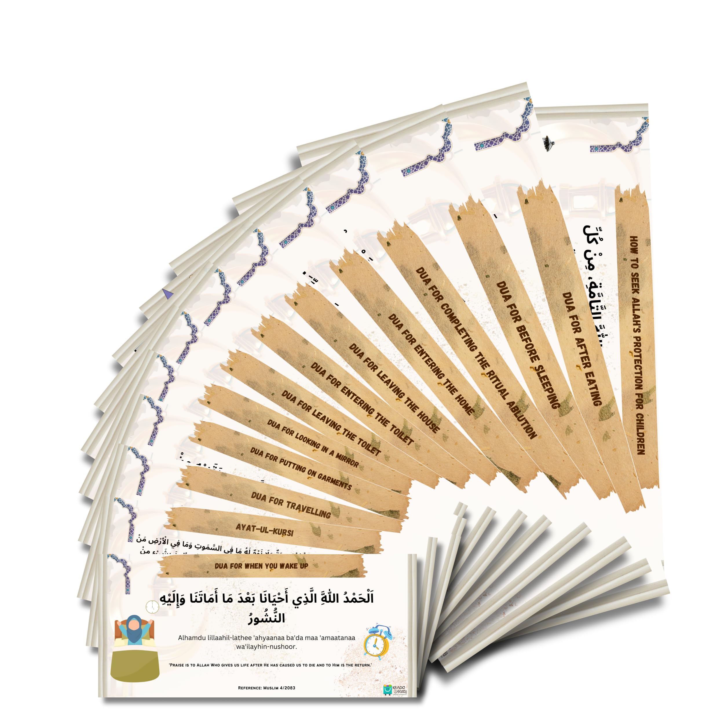 Islamic Dua Sticker for Home Office Islamic Arabic Quotes Letters Wall Sticker Travelling Eating Wudu Ayatul Kursi Entering Leaving House Dua 15 Dua Sticker Muslim Family Dua PVC Sticker Decal Wall