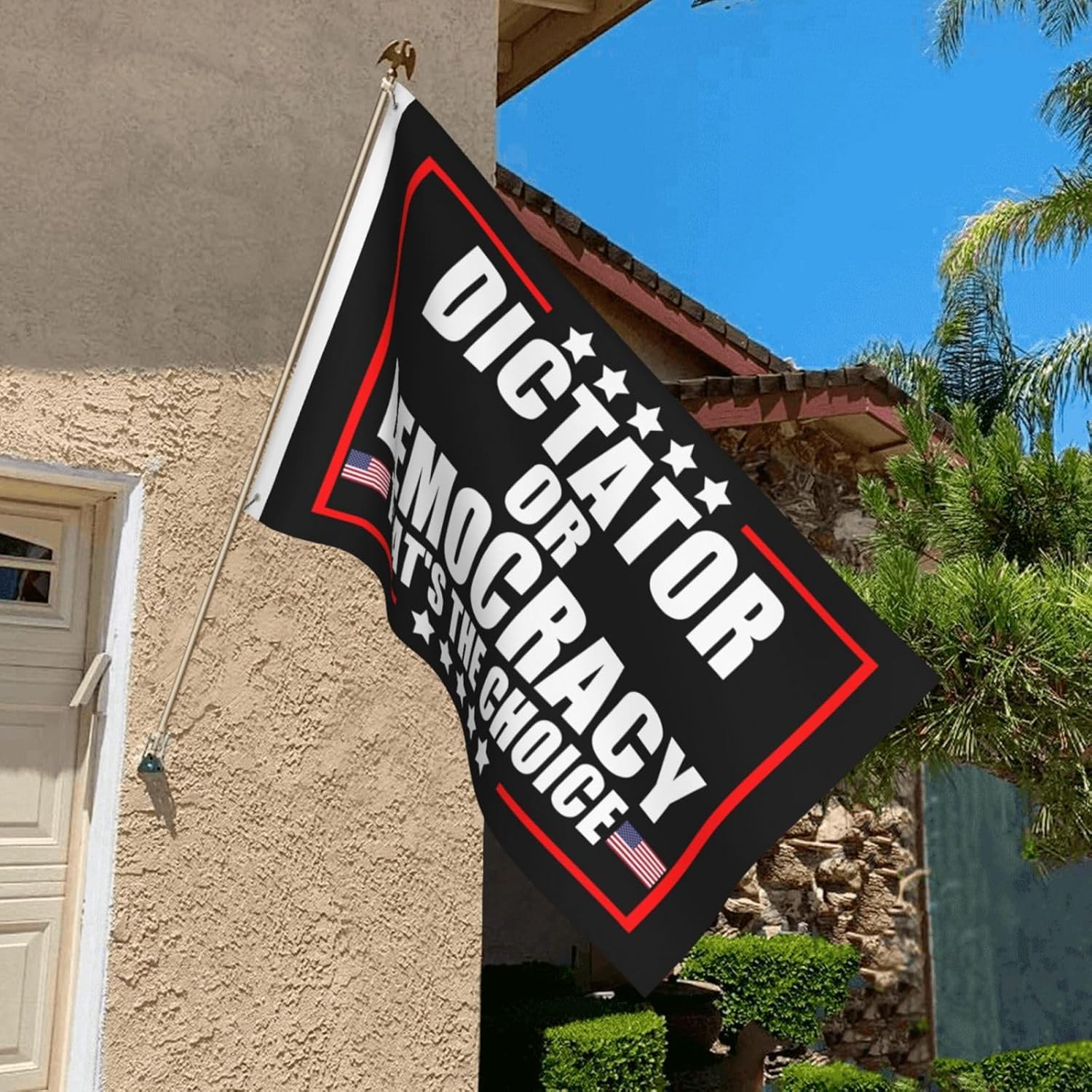 Dictator Or Democracy That'S The Choice Flag 3x5 Ft Outdoor Indoor Decoration Vivid Color Uv Resistant