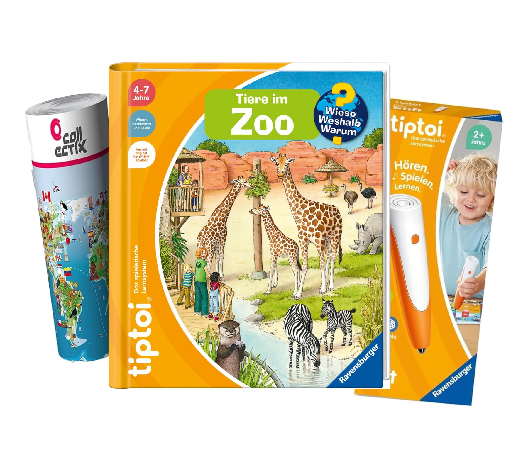 Ravensburger tiptoi Set: Dlaczego? Dlaczego? | Odkryj zoo (książka dla dzieci) + 00110 tiptoi Der Stift, zabawka edukacyjna dla dzieci