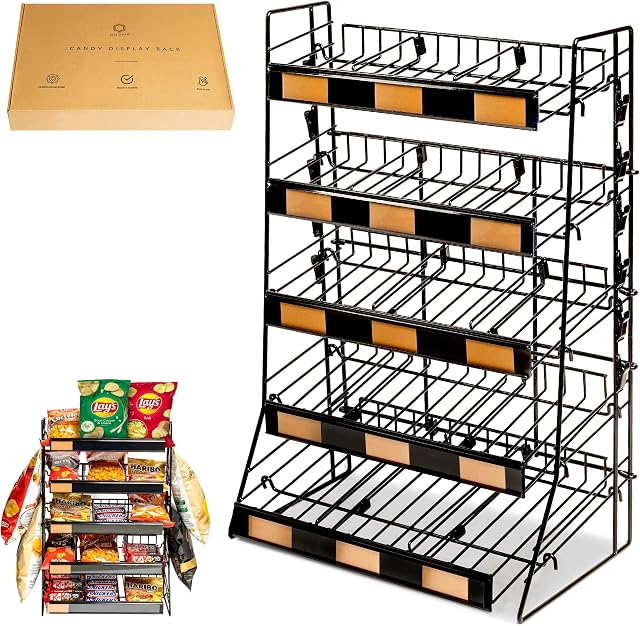 Candy Display Rack | Candy/ Snack Organizer For Countertop | Snack Shelf And Chip Rack For Stores | Snack Display For Counter | Snack Stand For Stores, Office, And More