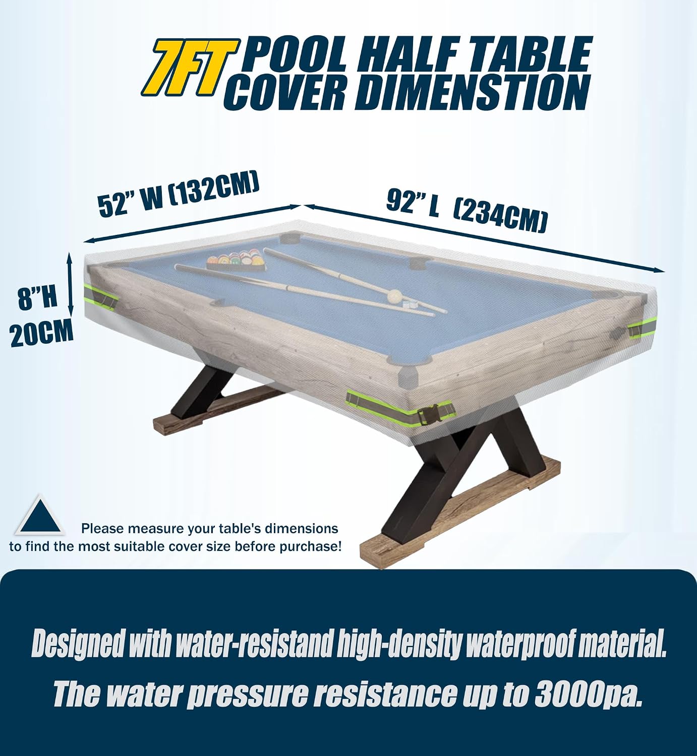 Pool Table Cover - Billiard Table Cover, 600D Waterproof Covers for Billiard Pool Table, Heavy Duty Scratched-Free UV Protection Snooker Furniture Table Cover