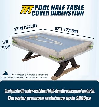 Pool Table Cover, 600D Waterproof Covers for Billiard Pool Table, Heavy Duty Scratched-Free UV Protection Snooker Furniture Table