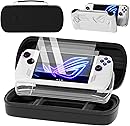 QUAGGY Designed for Case for ASUS ROG Ally 2023, Large Carry Case Bag Perfect for Charger, with Soft Silicone Protective Cover und 2 Pack Screen Protector, Portable and Easy to Carry Black Bag