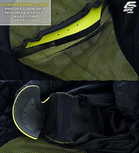 Miniatura 6 de GPI MOTO Chaqueta de motocicleta de malla para hombre - Chaqueta de motocicleta de verano Cordura 600D, armadura CE, hombreras - Sin forro térmico