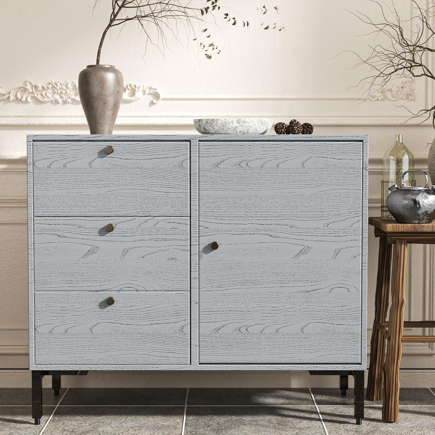 VEELIKE Light Grey Wood Wallpaper Peel and Stick Thick Wood Contact Paper for Countertops Waterproof Wood Grain Contact Paper 15.7''x354'' Removable Self Adhesive Grey Wood Vinyl Wrap for Kitchen Desk