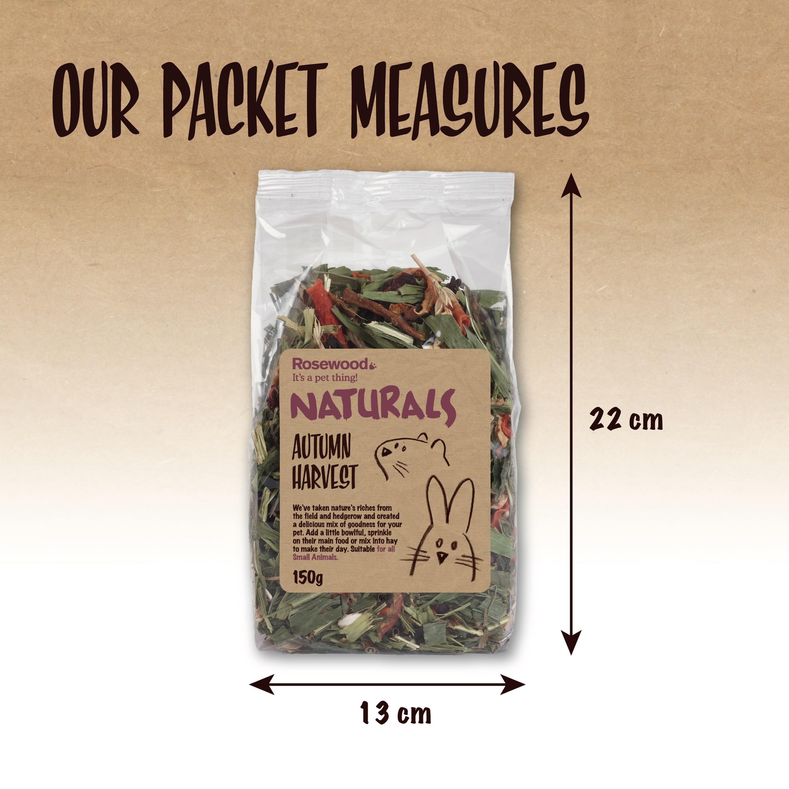 Rosewood Naturals Herbsternte-Salat, Kleintier-Leckerli für Kaninchen, Meerschweinchen, Chinchillas, Degus, Hamster, Rennmäuse, Mäuse und Ratten, 150g