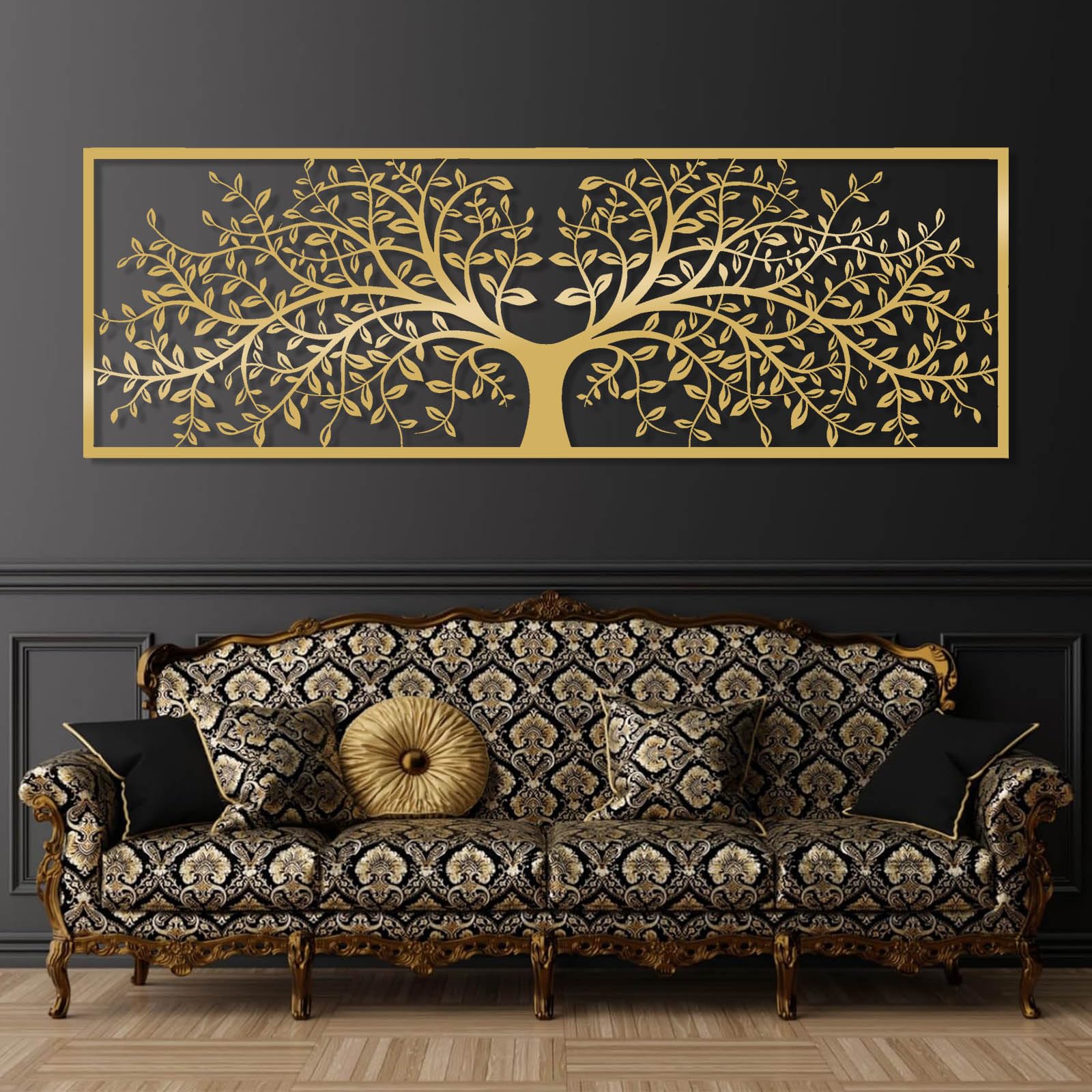 Arte de Pared de Metal, árbol de la Vida, decoración de Hojas, árbol genealógico Natural, decoración Colgante para el hogar (Blanco, 57 x 170 cm)