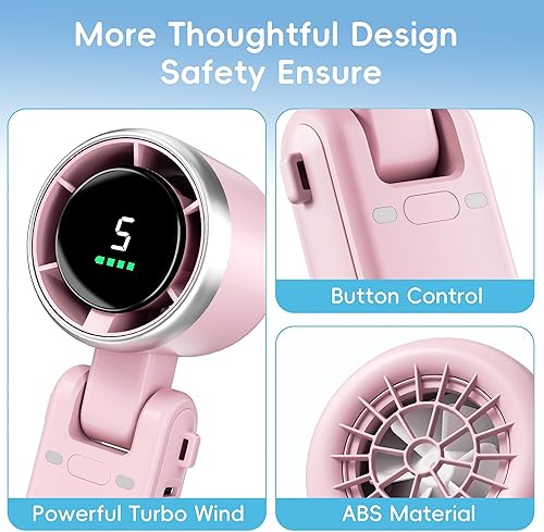 Miniatura 8 de Morelax Ventilador de mano personal, ventilador turbo de alta velocidad, 5 velocidades con pantalla LED, potente motor, 4000 mAh, ventilador de