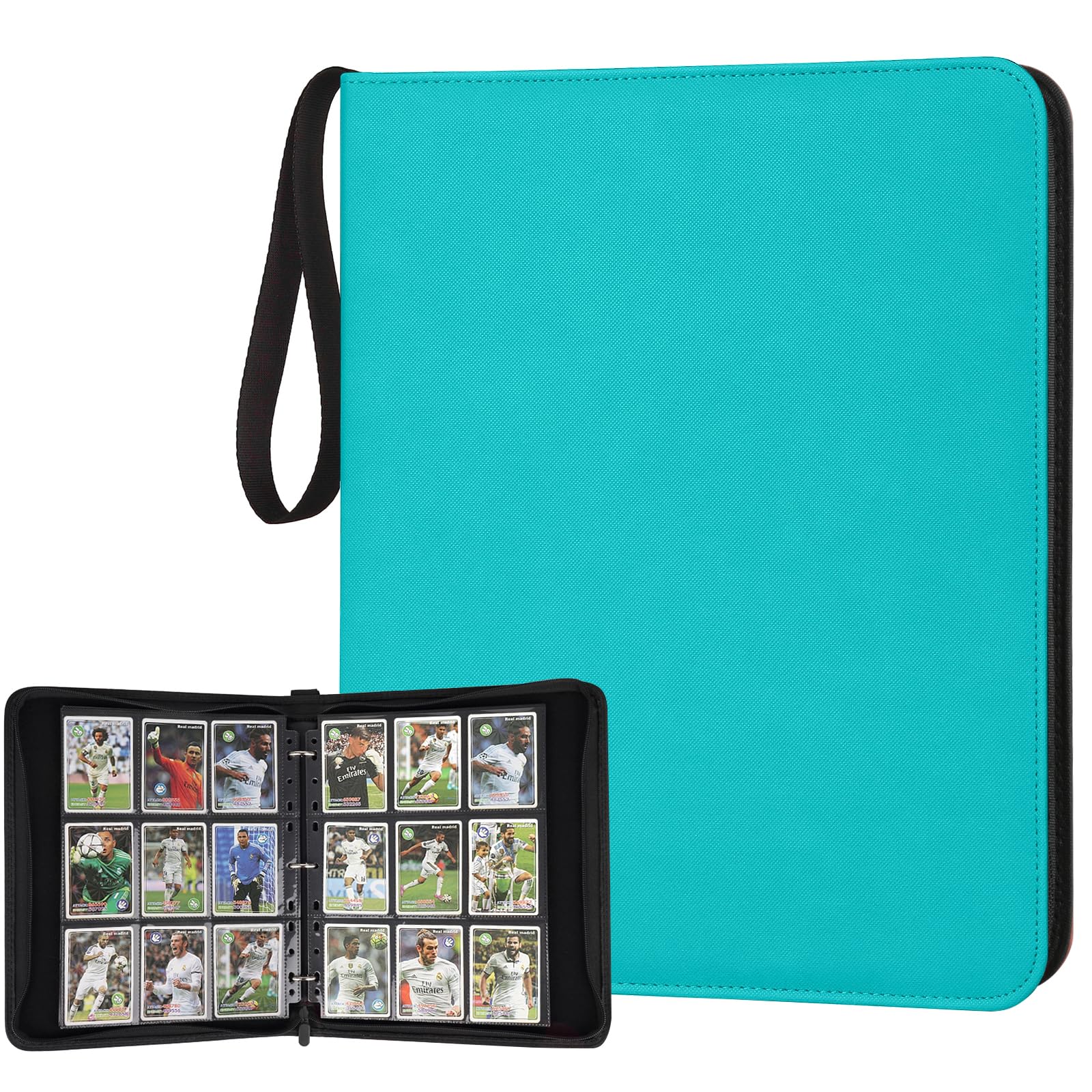Photo 1 of GERMUN 9 Pocket Card Binder, Premium Zip Trading Card Binder, 720 Double Sided Pocket PU Card Collection Binder, Collector Card Album, Card Folder for MTG, TCG, Sports Cards, Game Cards (LAKE BLUE)