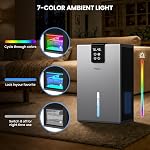 PSOS Dehumidifier, 98 OZ Water Tank, Dehumidifier for Home 1000Sq.Ft Quiet Dehumidifiers for Basement, Bedroom, Bathroom, RV with Humidity Display, Auto Shut Off, Relaxing 7 Color Ambient Light(Gray)