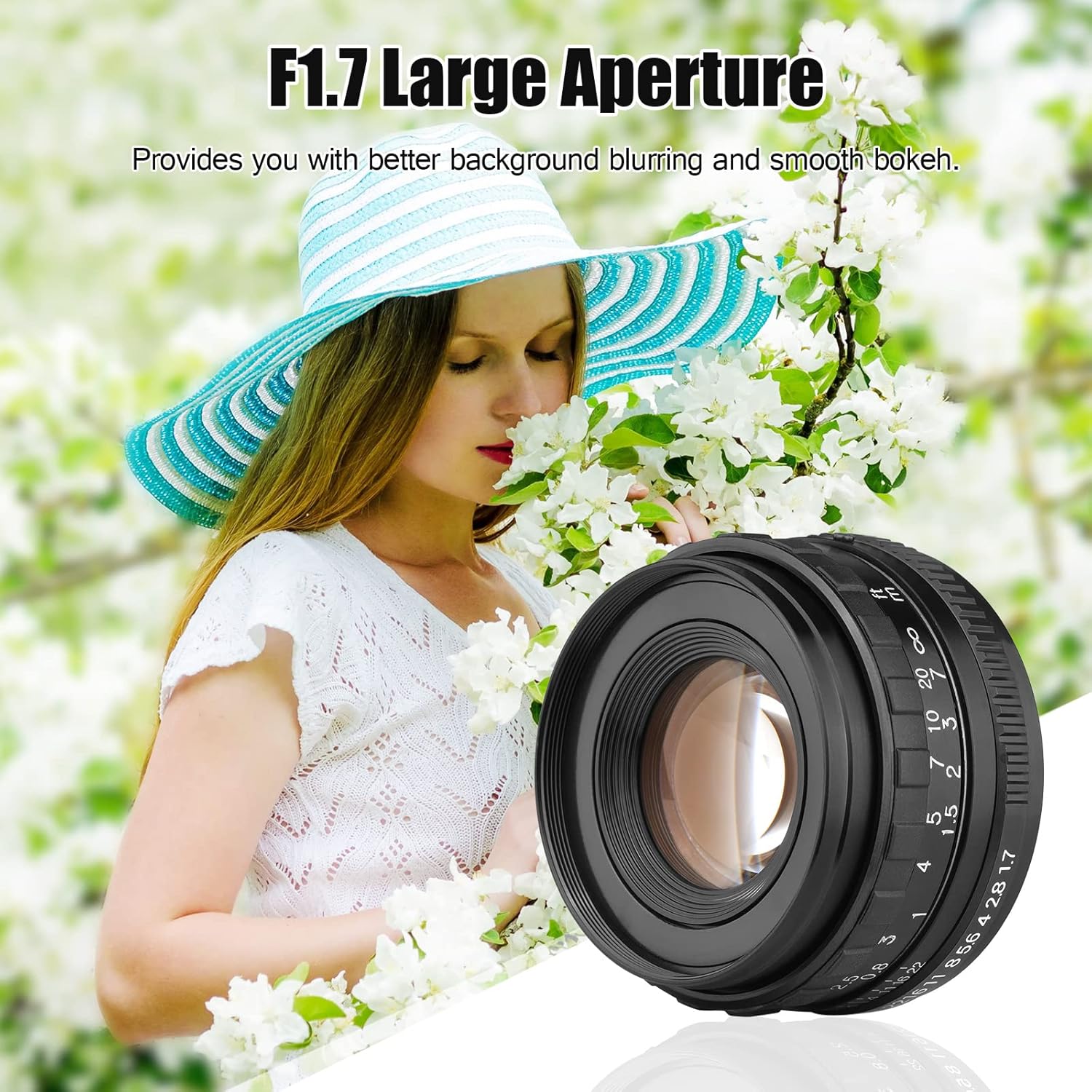 Andoer 50 mm F1.7 Wide Aperture Manual Focus Camera Lens Prime Lens PK Mount Replacement for Pentax K1 / K-1 Mark II Full Frame Cameras