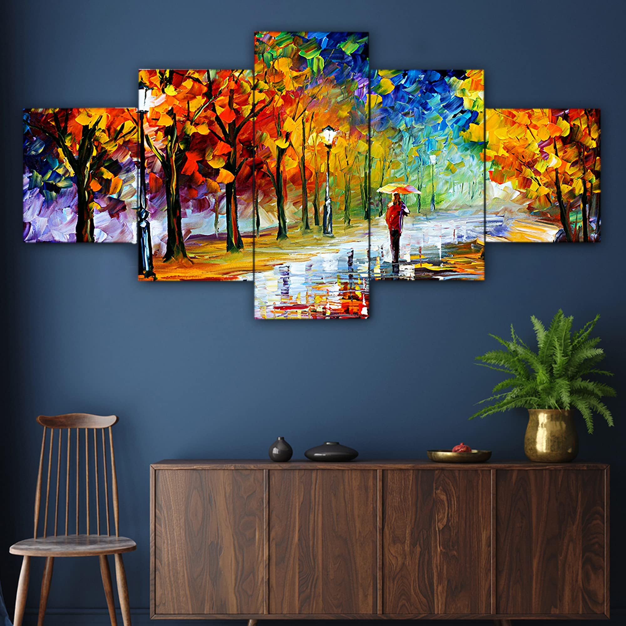 Saumic Craft Set Of 5 Modern Art Nature Scenery 3d Framed Wall Painting For Home Decoration , Living Room , Office , Hall , Big Size (125 X 60 CM ) MB5