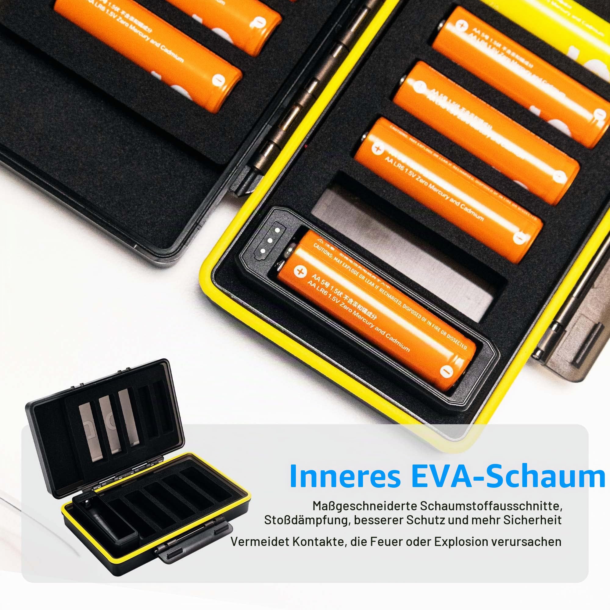 JJC Batterie-Organizer für AAA-AA-Batterien, tragbar, wasserdicht, für 10 AAA-Batterien