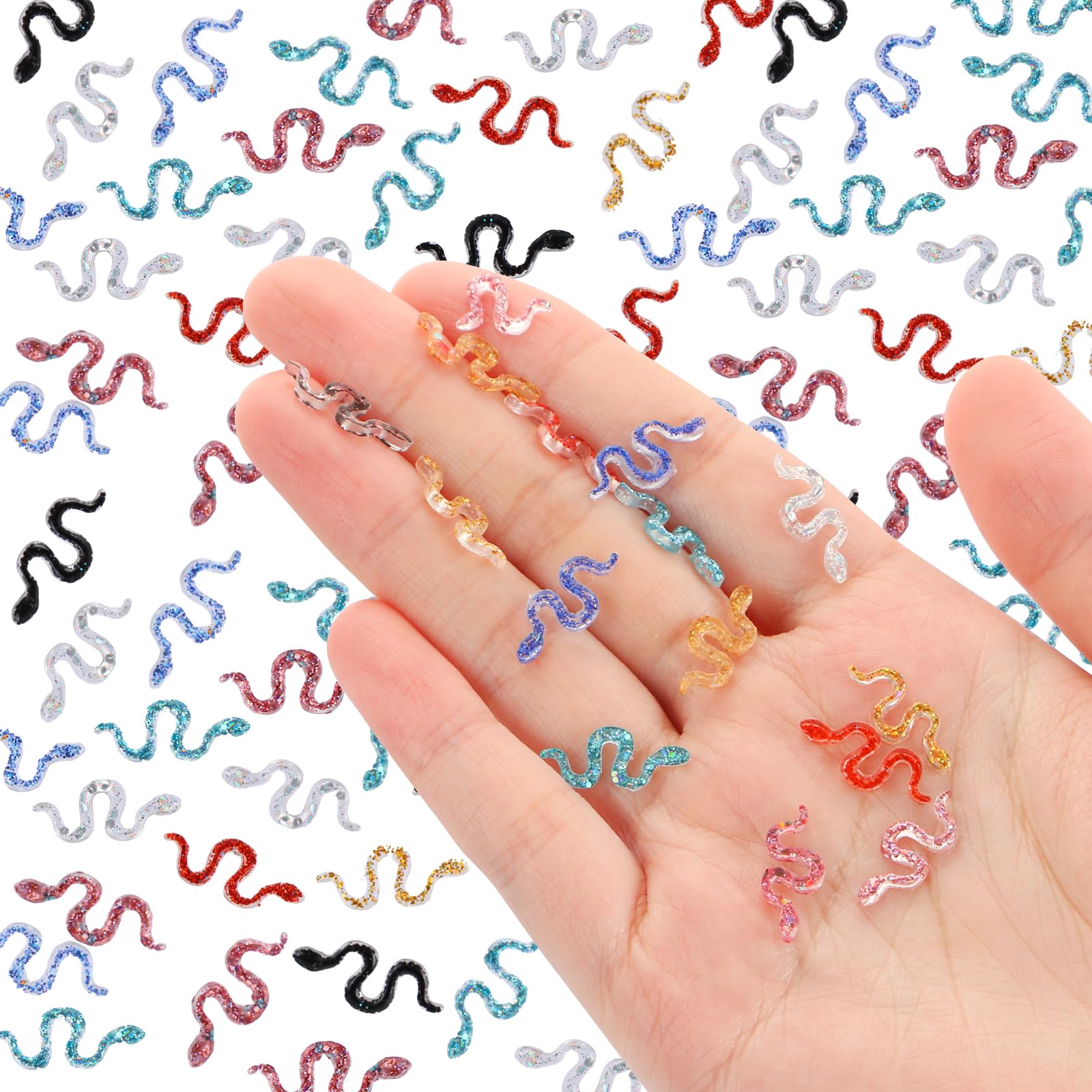 WOZADU 300 PCS Tiny Snakes for Crafts Mini Resin Snakes Dollhouse Miniatures Mini Animals for Fairy Garden Micro Landscaping Decoration