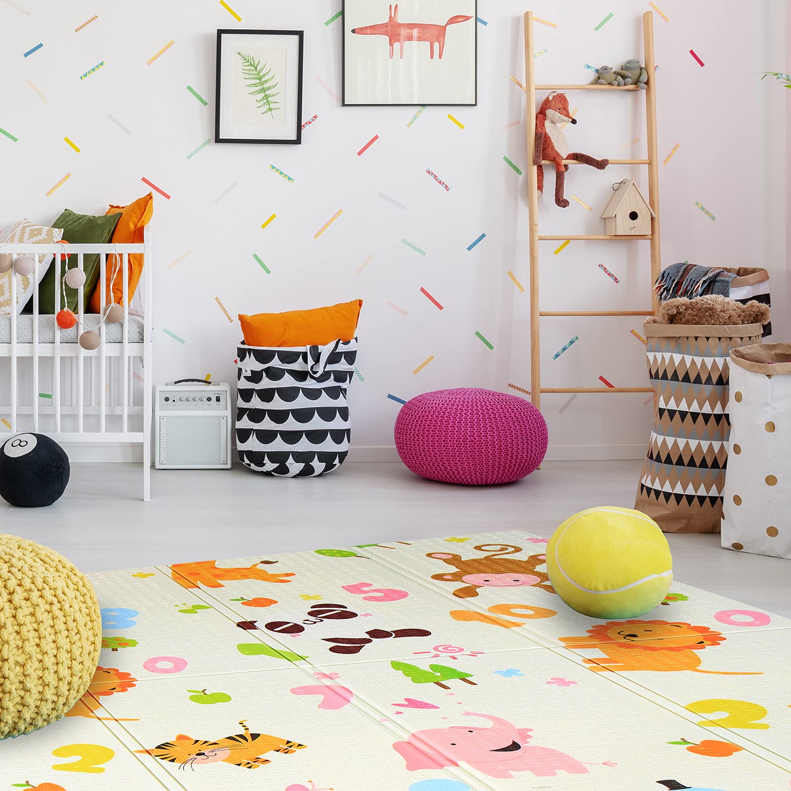 CCLIFE Alfombra Bebé Acolchada Plegable Reversible 196x176x1 cm, Tapete de Actividades Gateo XPE para Suelo Infantil, Colchoneta para Niños y Niñas