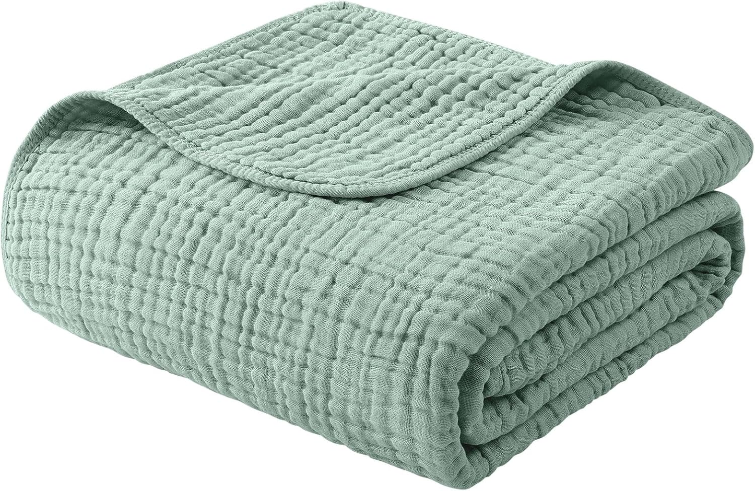 Yoofoss Muslin Blanket 100% Organic Cotton Large Twin Size 60″ x 80″ for Bed Couch Summer Gauze Blanket for Adults Lightweight and Breathable Dark Green