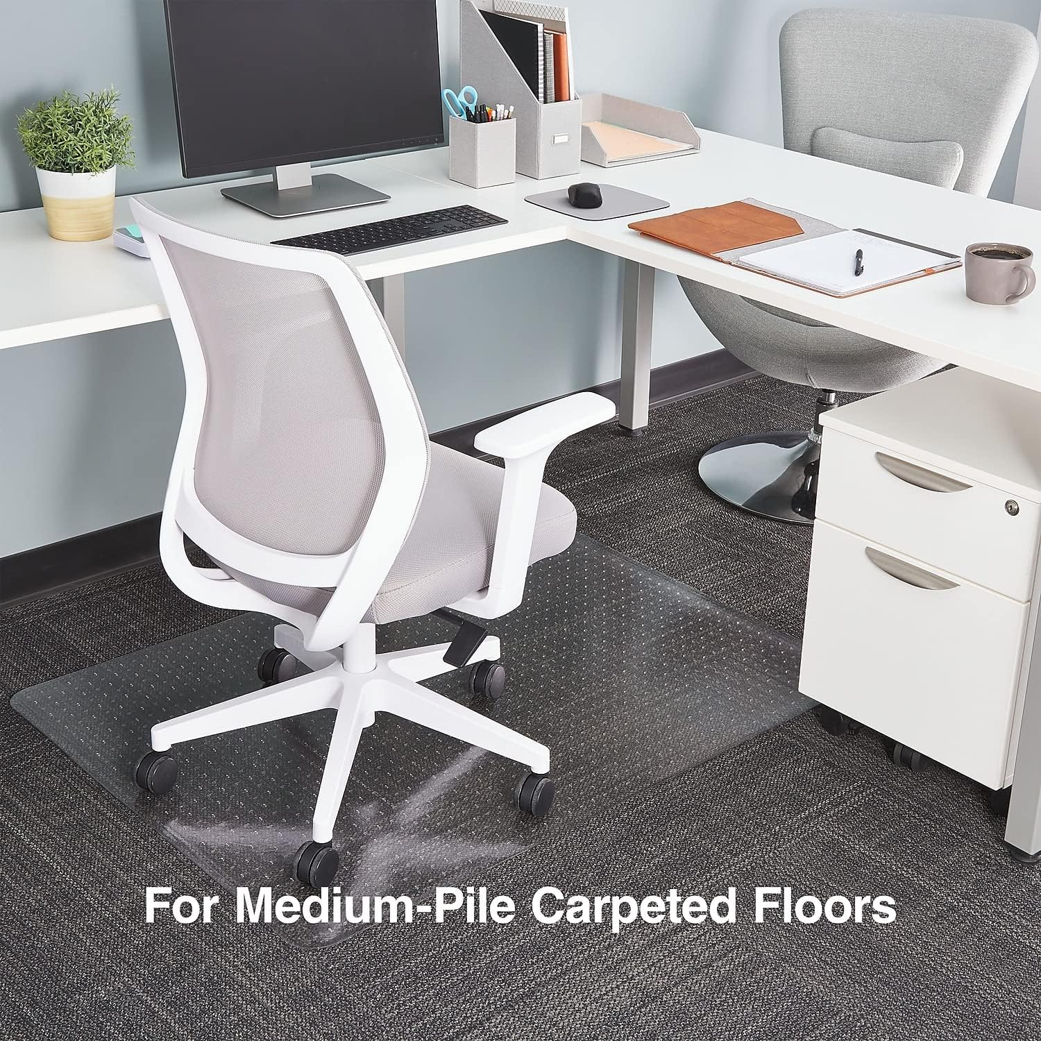 Staples Office Chair Mat, Clear Floor Mats, Medium-Pile Carpets, 48 x 36 Inch, Smooth Glide