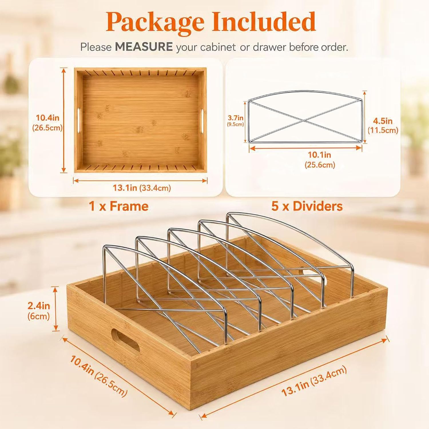 Lid Organizer Inside Cabinet,Bamboo Lid Container Holder
