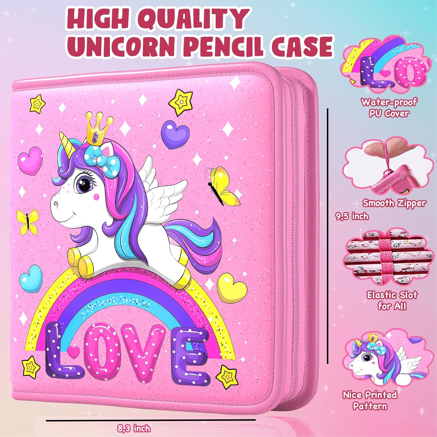 Markers Set 65 Pcs- Art Coloring Drawing Kits for Kids with Unicorn Pencil Case,Crayon&Markers Stuff, Birthday Gifts for Girls 4-12 Year Old Unicorn Rainbow - Image 5