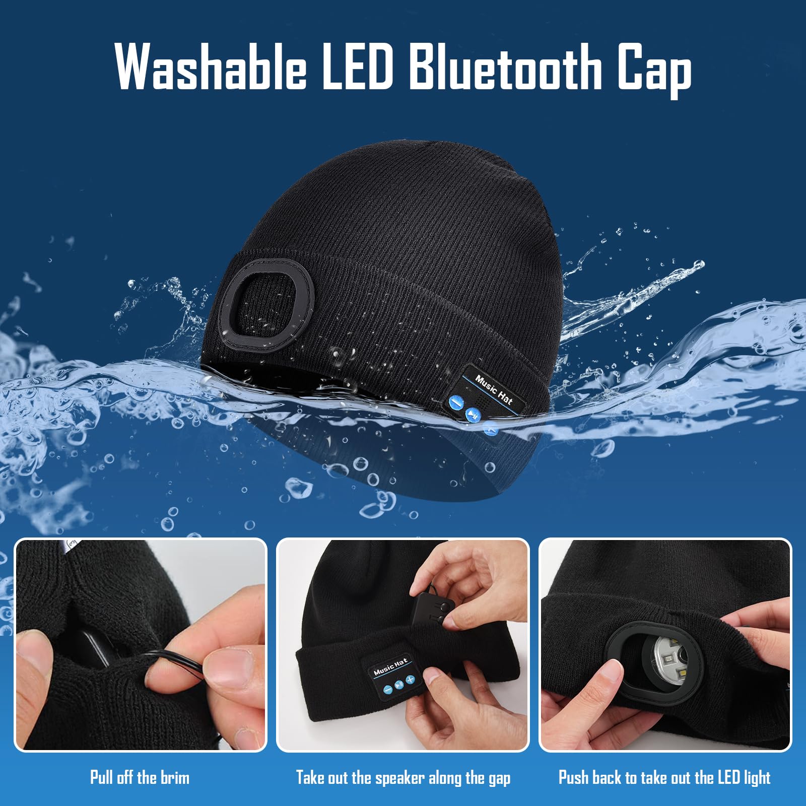 ZOOI Regalo Uomo, Idee Regalo Natale, Idee Regalo Uomo Natale, Idea Regalo Uomo, Regali per Lui, Regalo papà, Bluetooth Cappello con Luce LED Invernale Uomo, Regalo Uomo Compleanno, Multitool Gadget