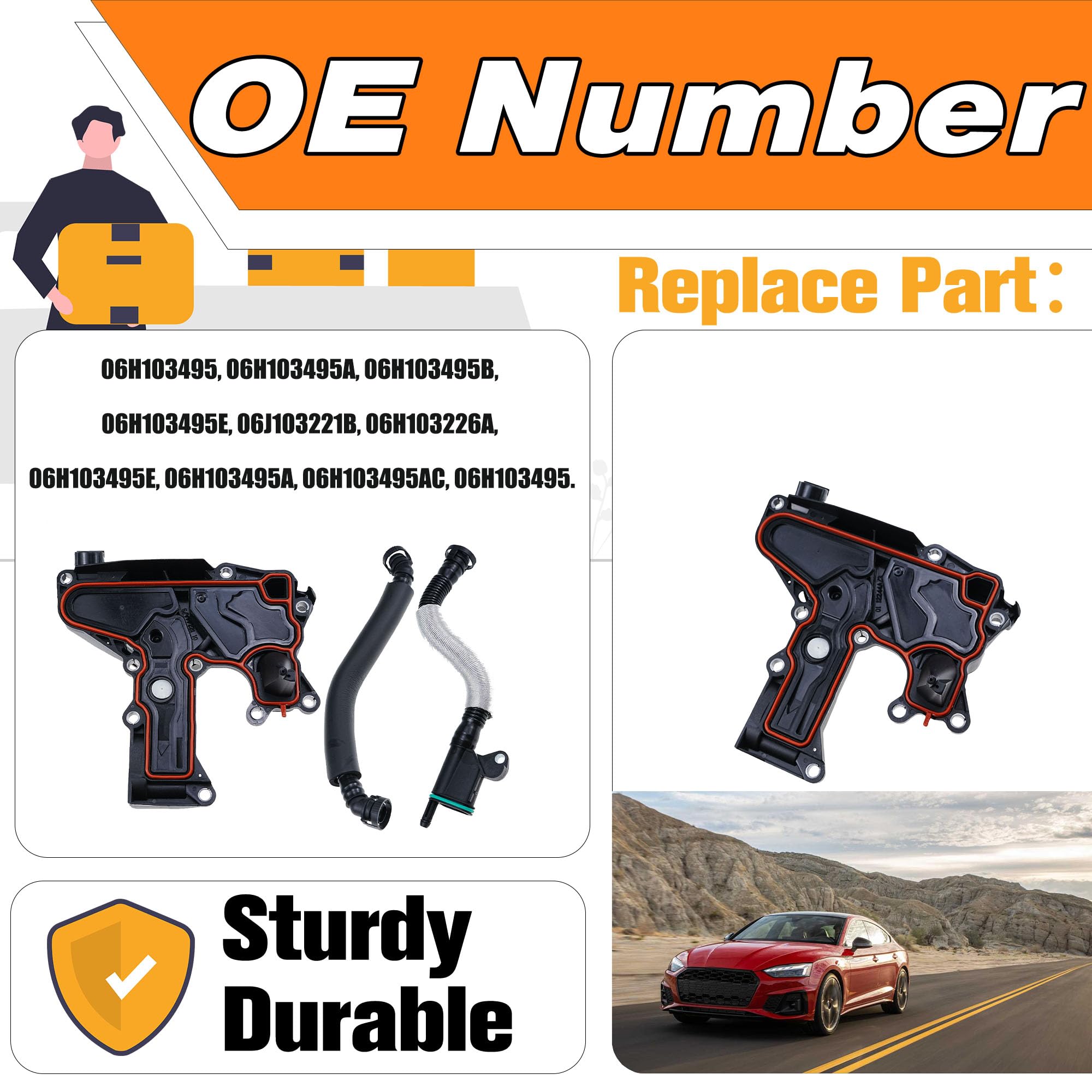 Ricambio separatore olio valvola PCV per auto compatibile per (A3 A4 A5 A6 C7 Q3 Q5) TT Alhambra Altea Superb II Accessori Auto Part & 06H103495 06H103495A 06H103495E