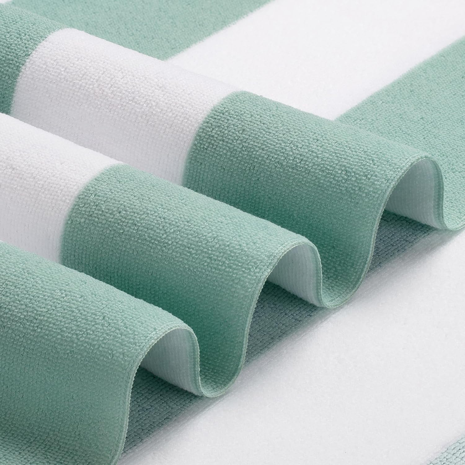 WILFA Extra Large Beach Towel - Oversized Mircofiber 40 x 70 inches, XL Striped Lightweight Pool Towel, Big Cabana Swim Travel Towel for Adults Mens Women,Teal - Image 3