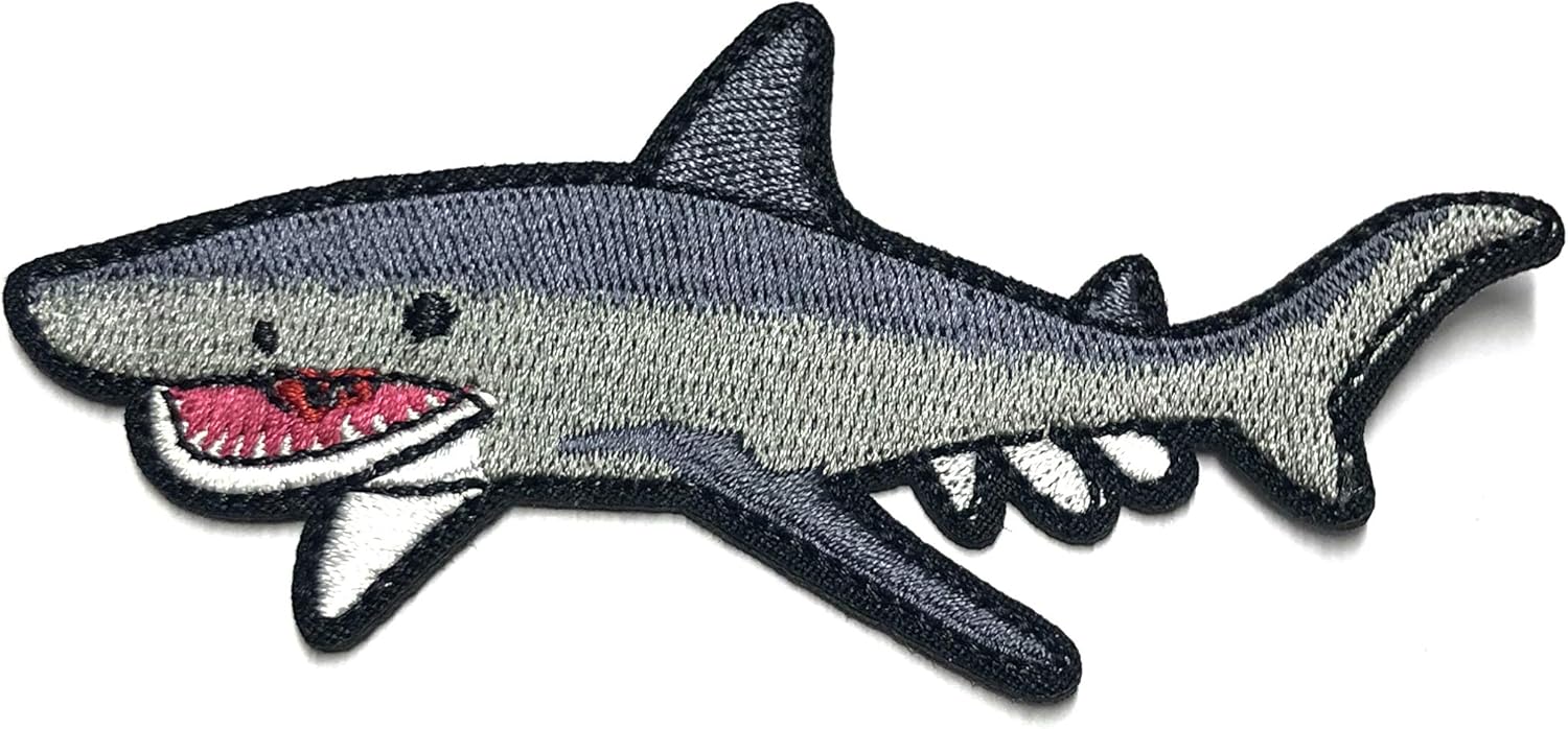 Amazon.com: Tiger Shark Patch Iron-on Embroidered Applique for Clothing ...