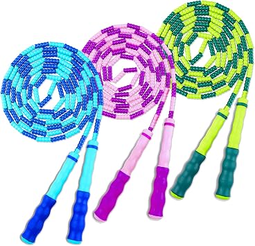 COOYOO Jump Rope Soft Beaded Skipping Rope 3 Pack, Premium Adjustable Free Segmented Tangle-Free Workout Fitness Cardio Skip Rope School Jumping Rope for Men Women Kids,9 Feet