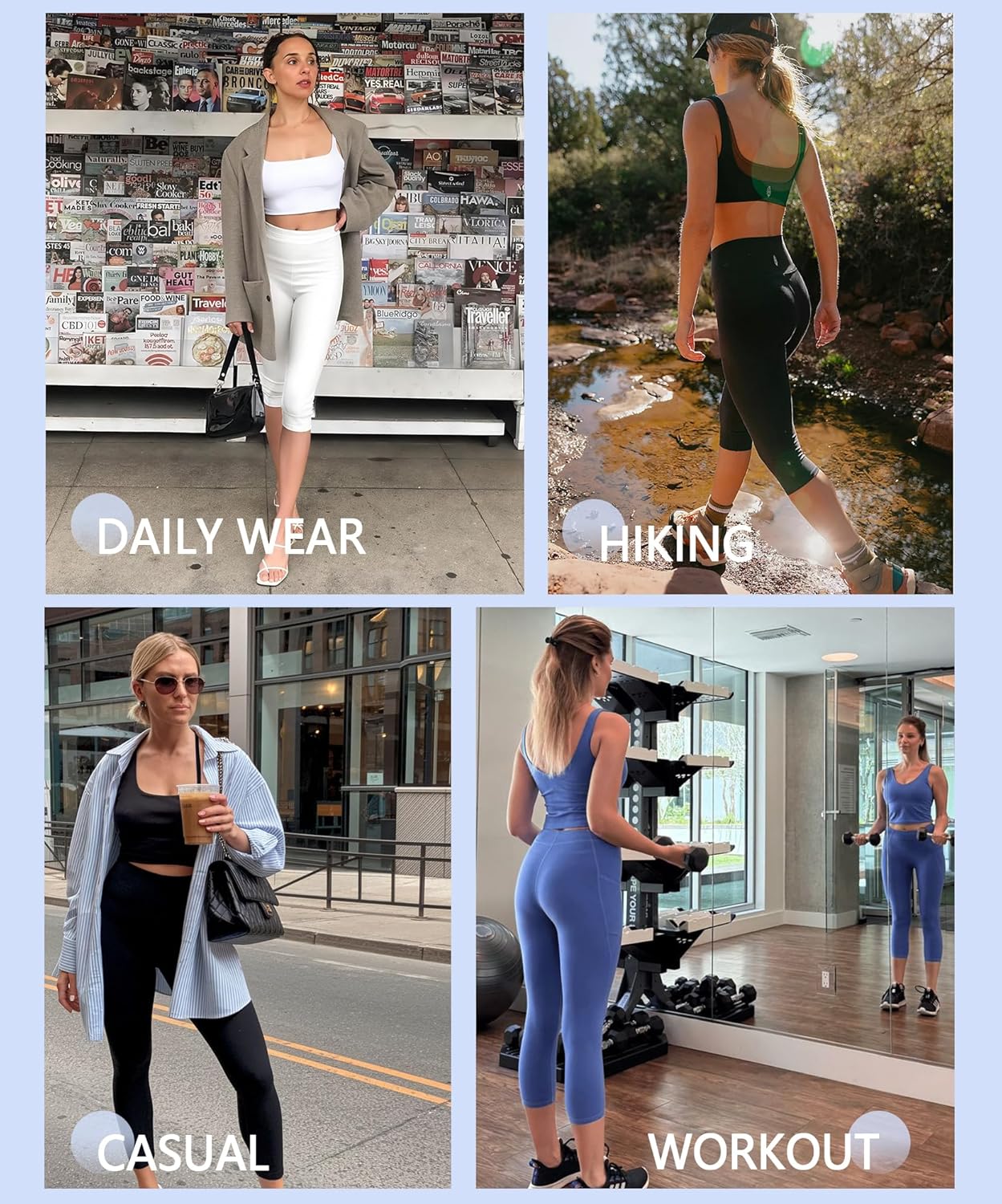 FULLSOFT 4 Pack Leggings with Pockets for Women,Soft High Waisted Tummy Control Workout Yoga Pants - Image 3