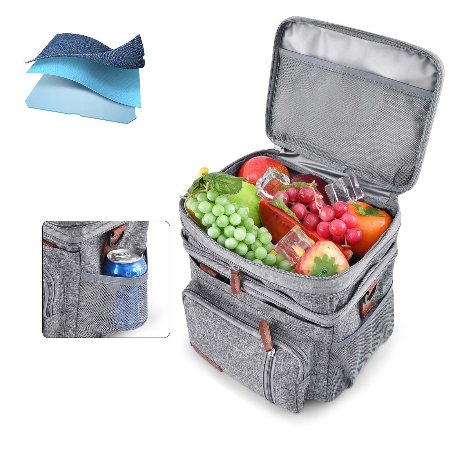 Robusta borsa termica impermeabile da picnic doppia fodera per campeggio viaggio in spiaggia cinghie regolabili spaziosi refrigeratori design pratico all'aperto refrigeratori
