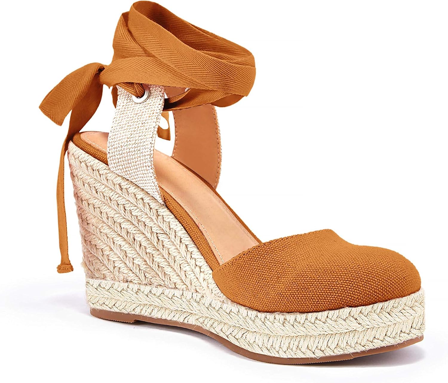 FISACE Womens Summer Espadrille Heel Platform Wedge Sandals Ankle Buckle Strap Closed Toe Shoes - Image 3