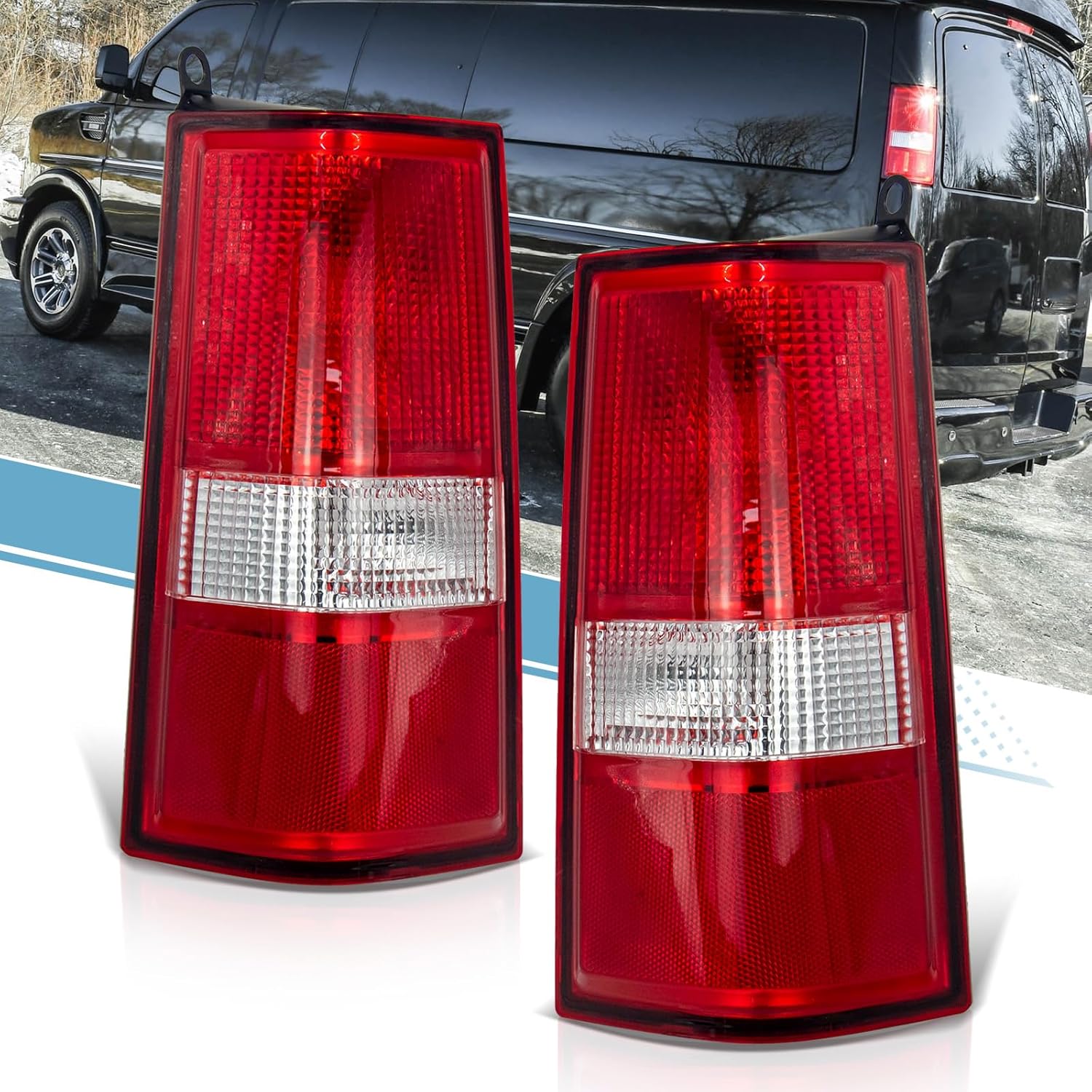 VPIMOZO Rear Tail Light Assembly Compatible With 2003-2023 Chevy Express GMC Savana Left Driver Side And Right Passenger Side Brake Taillight Replacement 84216114 23338319