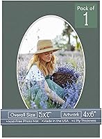 Vista 226 de CountryArtHouse Marco ovalado verde cazador de 5 x 7 pulgadas, sin ácidos, con núcleo blanco, corte biselado para fotos de 4 x 6, se adapta a marcos