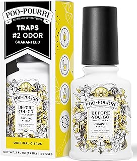 Poo-Pourri Before-You-Go Toilet Spray, Original Citrus, 2 Fl Oz, Up to 100 Uses, Bathroom Odor Deodorizer with Essential Oils for Home or Work, Travel Essentials, TSA Approved Size, Lemon Bergamot